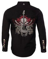 Rock Roll n Soul Guitar Wings Black Shirt - Rock Roll N Soul Clothing