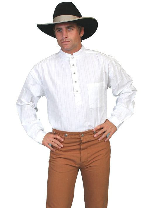 Scully WHITE TONAL DOBBY STRIPE SHIRT - Flyclothing LLC