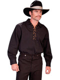 Scully BLACK LEATHER LACE UP FRONT SHIRT - Scully Leather