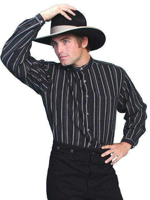 Scully BLACK DOBBY STRIPE SHIRT - Scully Leather - Flyclothing LLC
