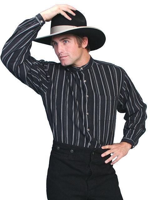 Scully BLACK DOBBY STRIPE SHIRT - Scully Leather