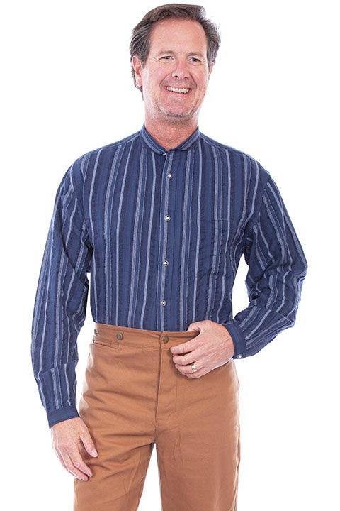Scully BLUE DOBBY STRIPE SHIRT - Scully Leather