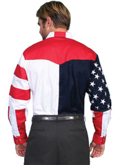 Scully RED LONG SLEEVE EMBROIDERED STAR/FLAG SHIRT - Flyclothing LLC