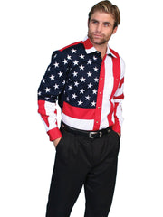 Scully RED LONG SLEEVE EMBROIDERED STAR/FLAG SHIRT - Flyclothing LLC