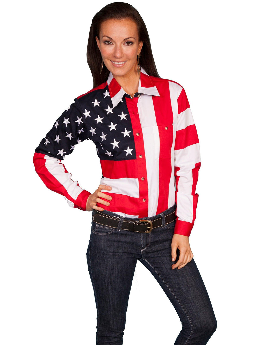 Scully RED LADIES STARS/FLAG BLOUSE - Scully Leather
