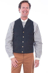 Scully Leather Black Canvas Mens Vest - Flyclothing LLC