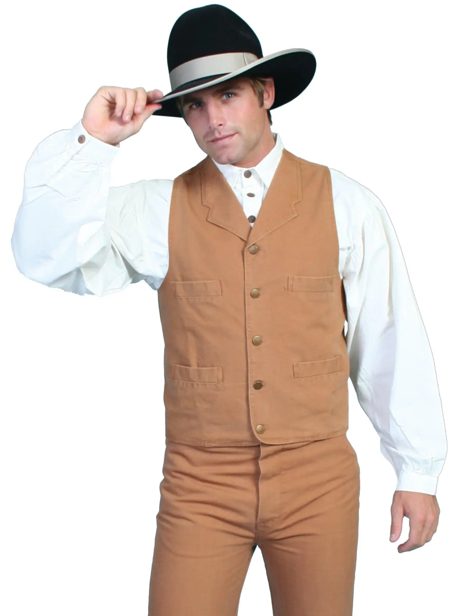 Scully Leather Brown Canvas Mens Vest - Scully Leather - Flyclothing LLC