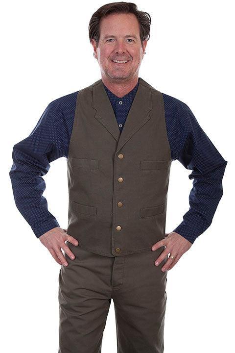 Scully Leather Khaki Canvas Mens Vest - Scully Leather