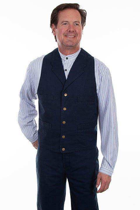 Scully Leather Navy Canvas Mens Vest - Scully Leather - Flyclothing LLC