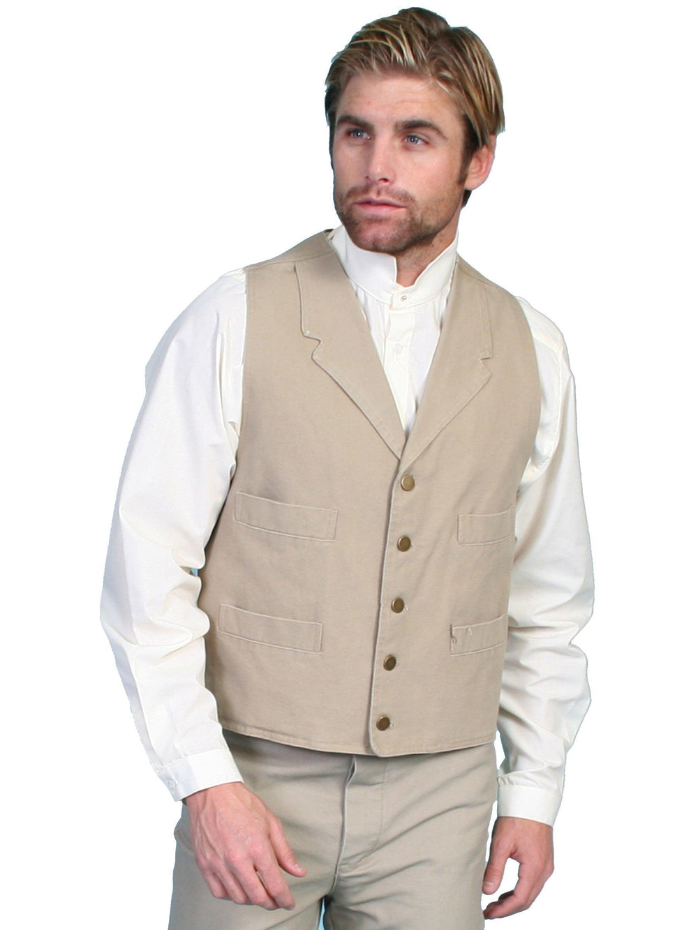 Scully Leather Sand Canvas Mens Vest - Scully Leather