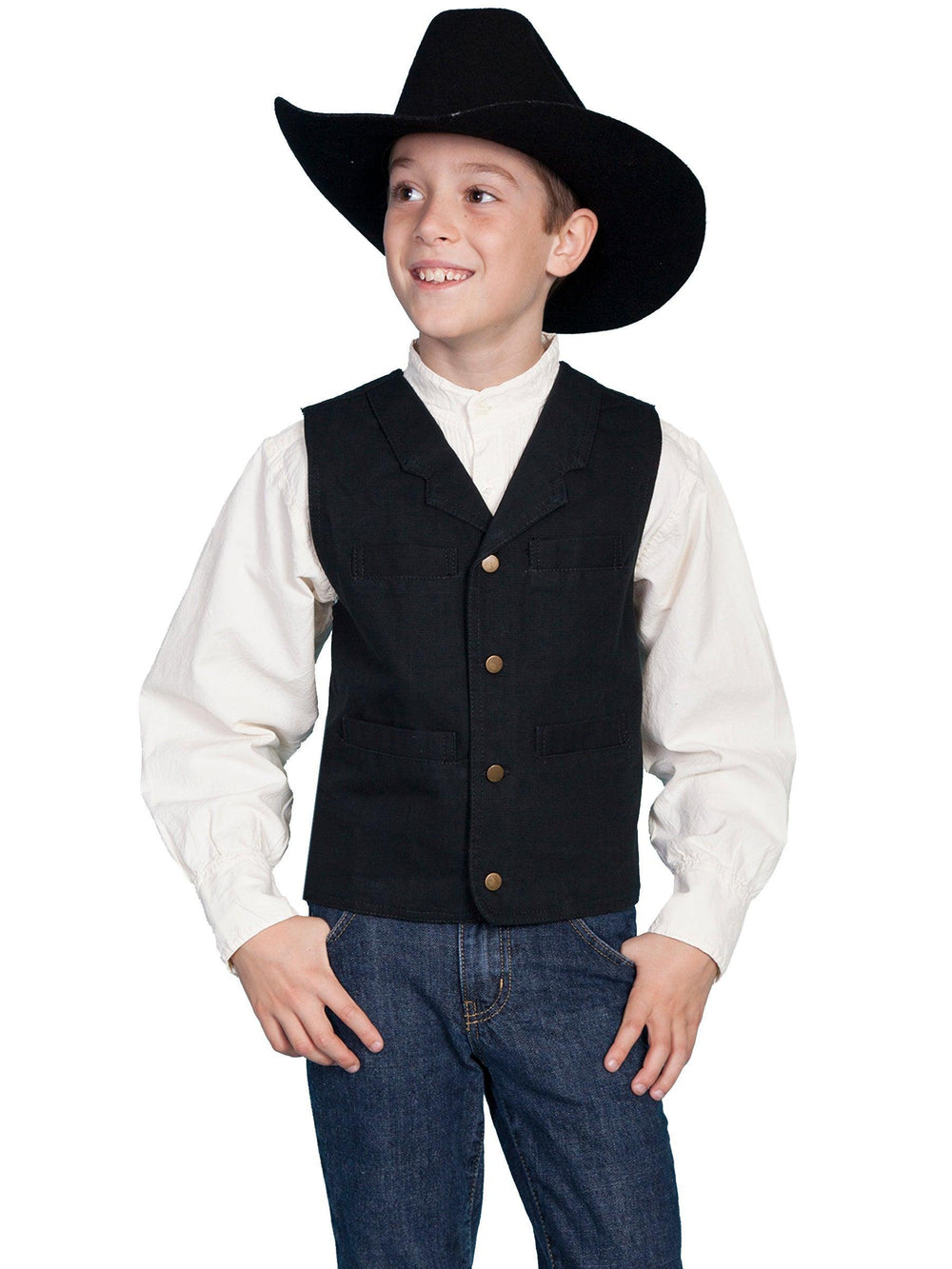 Scully BLACK KIDS CANVAS VEST - Scully Leather