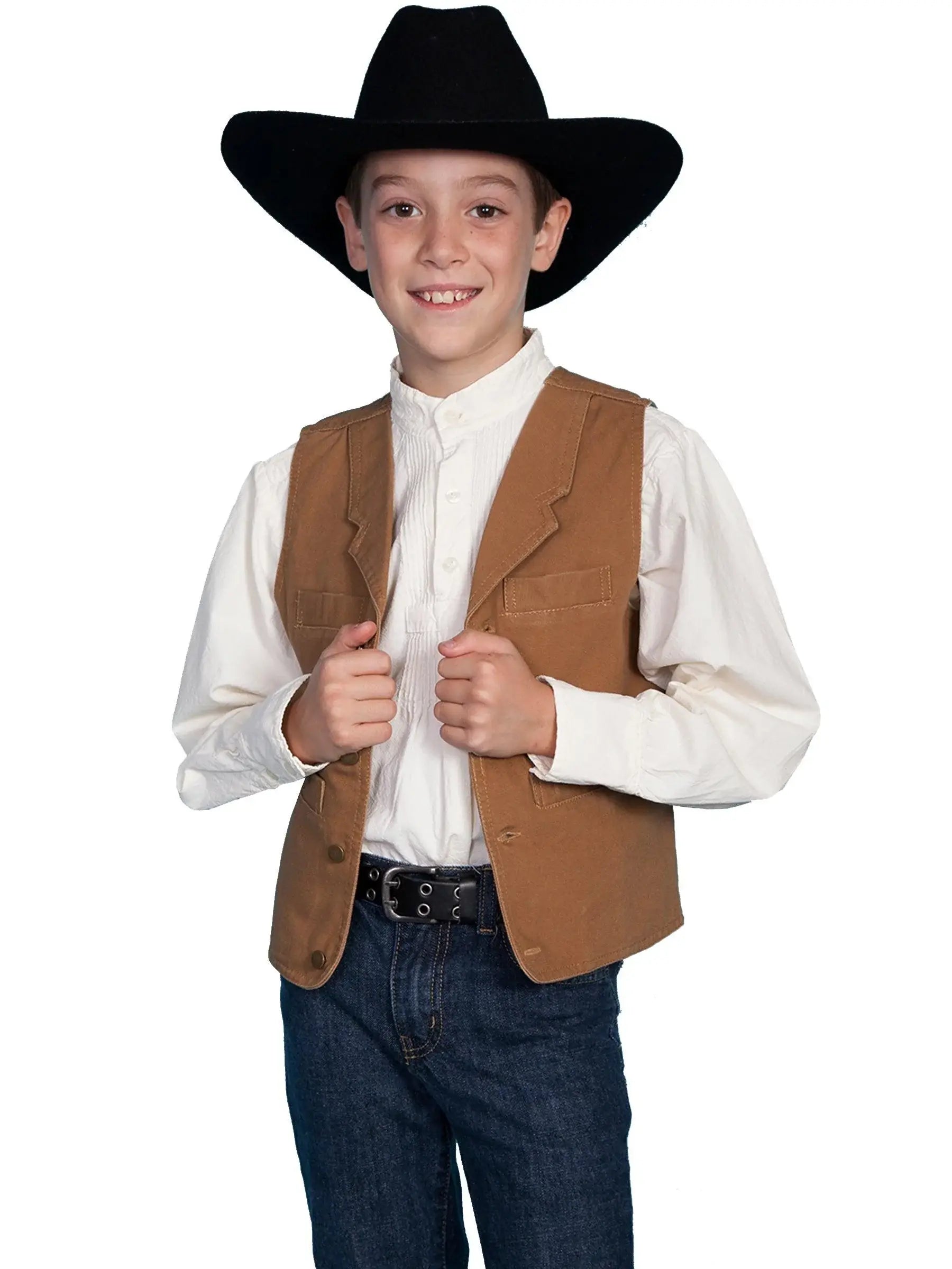 Scully BROWN KIDS CANVAS VEST - Scully Leather - Flyclothing LLC