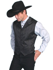 Scully BLACK FLORAL STRIPE JACQUARD VEST - Scully Leather