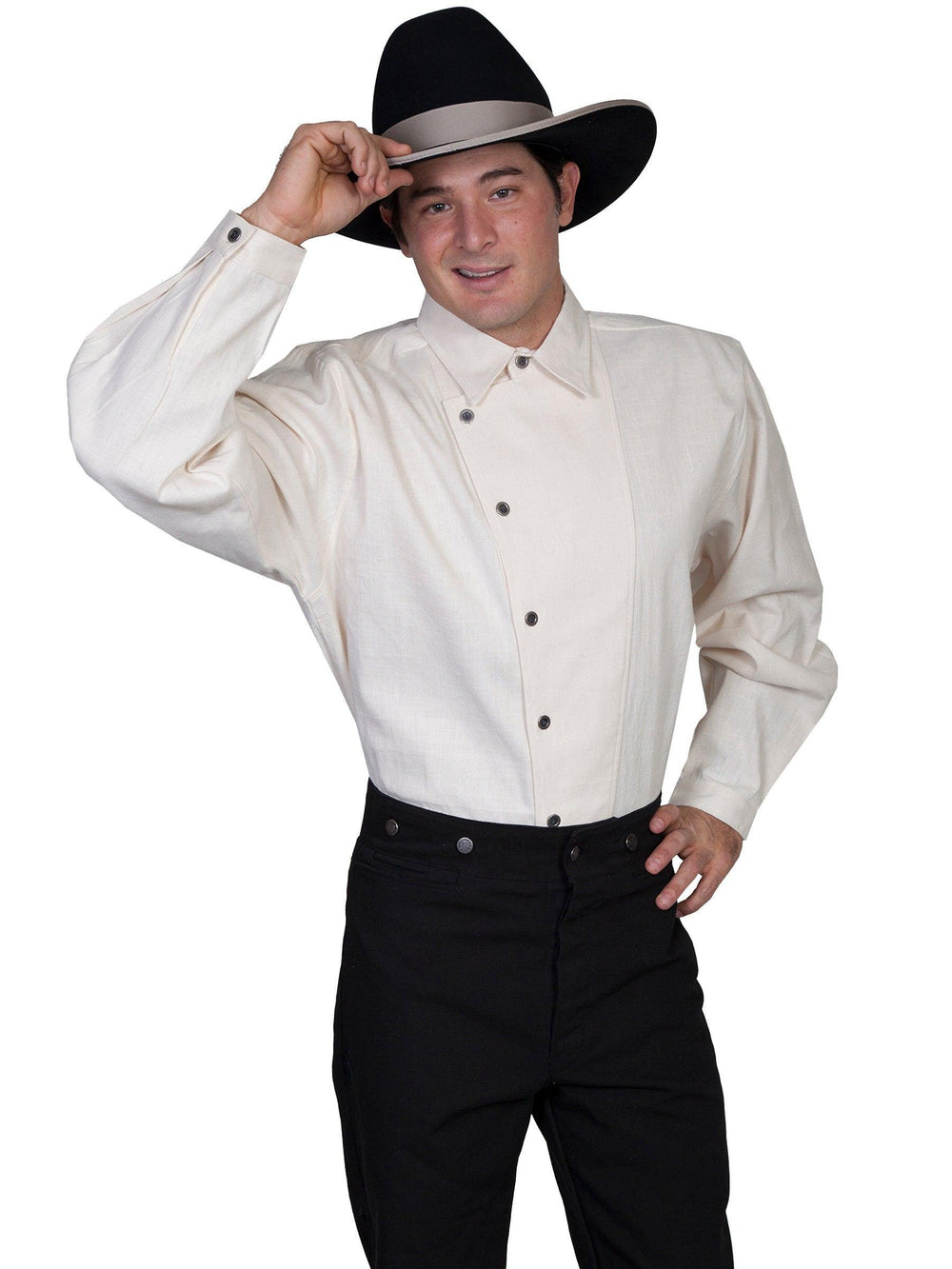 Scully NATURAL OSNABURG BUTTON FRONT SHIRT - Scully Leather