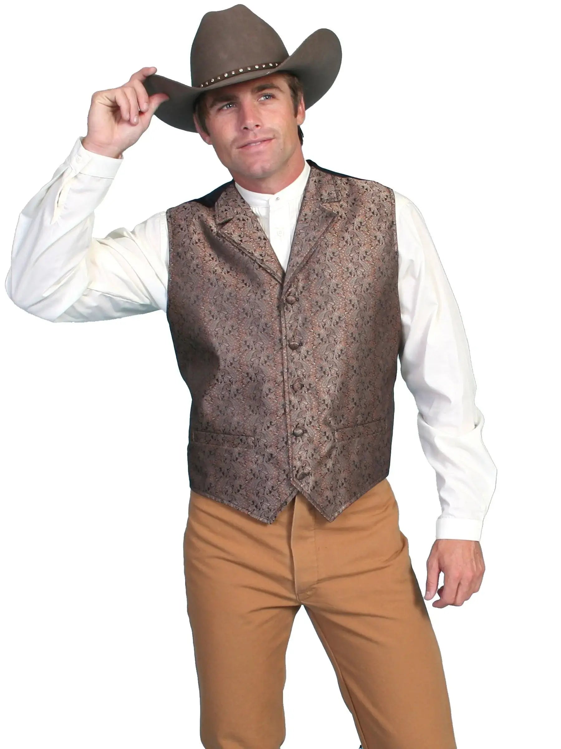 Scully BROWN PAISLEY VEST - Scully Leather - Flyclothing LLC