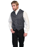 Scully BLACK W/WHITE PINSTRIPE VEST - Scully Leather