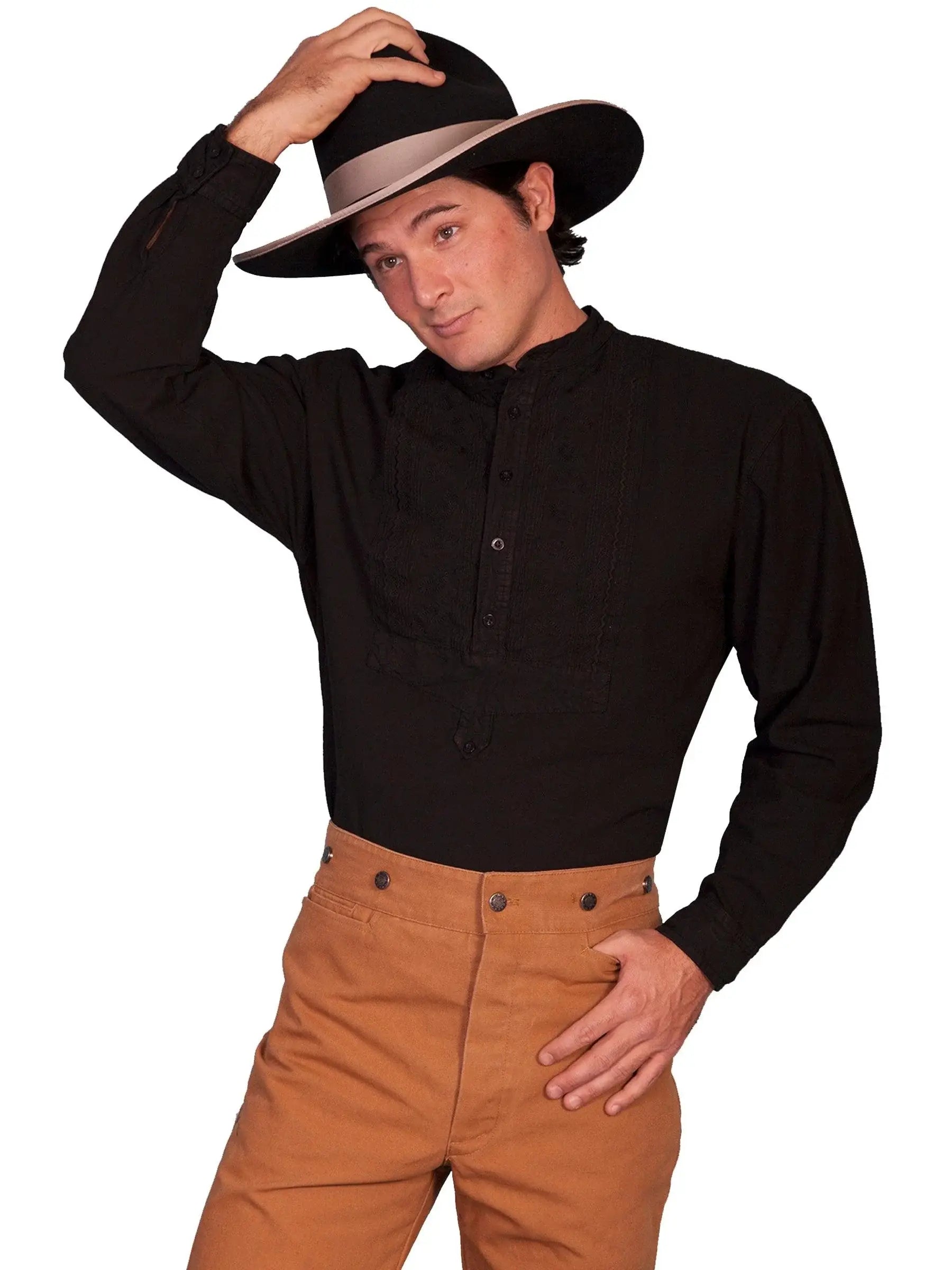 Scully BLACK SHIRT W/PAISLEY INSET BIB - Scully Leather - Flyclothing LLC