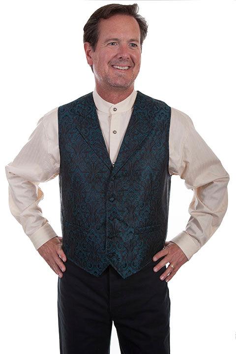 Scully TEAL NOTCHED LAPEL POINT BOTTOM VEST - Flyclothing LLC