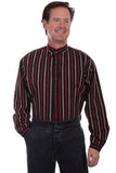 Scully BLACK STRIPE BUTTON FRONT W/BAND COLLAR - Scully Leather