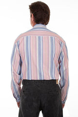 Scully RED WHITE & BLUE STRIPE BUTTON FRONT W/BAND COLLAR - Flyclothing LLC