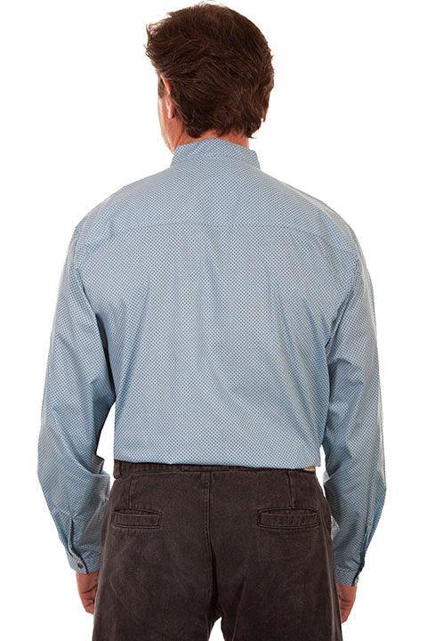Scully LIGHT BLUE BUTTON FRONT BAND COLLAR SHIRT - Flyclothing LLC