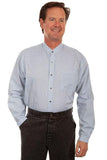 Scully BLUE BUTTON FRONT BAND COLLAR SHIRT - Scully Leather