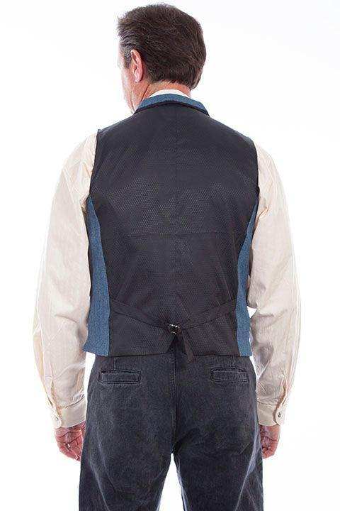 Scully Leather Blue Herringbone Point Bottom Vest - Scully Leather - Flyclothing LLC