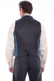 Scully Leather Blue Herringbone Point Bottom Vest - Scully Leather