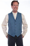 Scully Leather Blue Herringbone Point Bottom Vest - Scully Leather