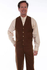 Scully Leather 95% Cotton 5% Spandex Brown Stretch Canvas Weave Vest - Scully Leather - Flyclothing LLC
