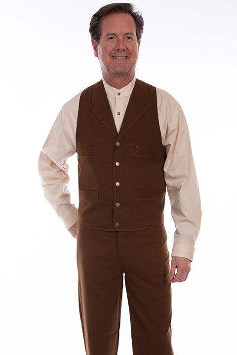 Scully Leather 95% Cotton 5% Spandex Brown Stretch Canvas Weave Vest - Scully Leather - Flyclothing LLC
