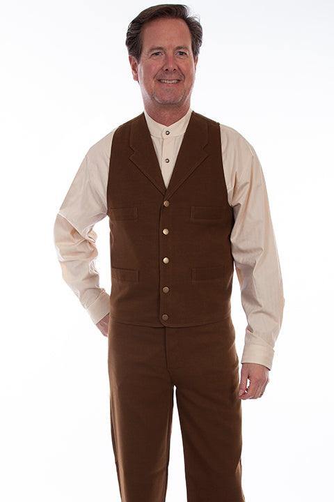 Scully Leather 95% Cotton 5% Spandex Brown Stretch Canvas Weave Vest - Scully Leather