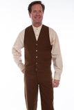 Scully Leather 95% Cotton 5% Spandex Brown Stretch Canvas Weave Vest - Scully Leather