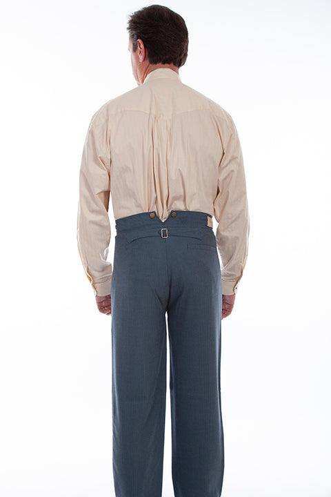 Scully Leather 95% Cotton 5% Spandex Blue Herringbone Pant - Scully Leather - Flyclothing LLC