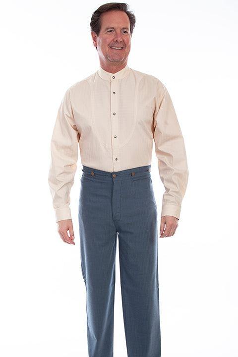 Scully Leather 95% Cotton 5% Spandex Blue Herringbone Pant - Scully Leather