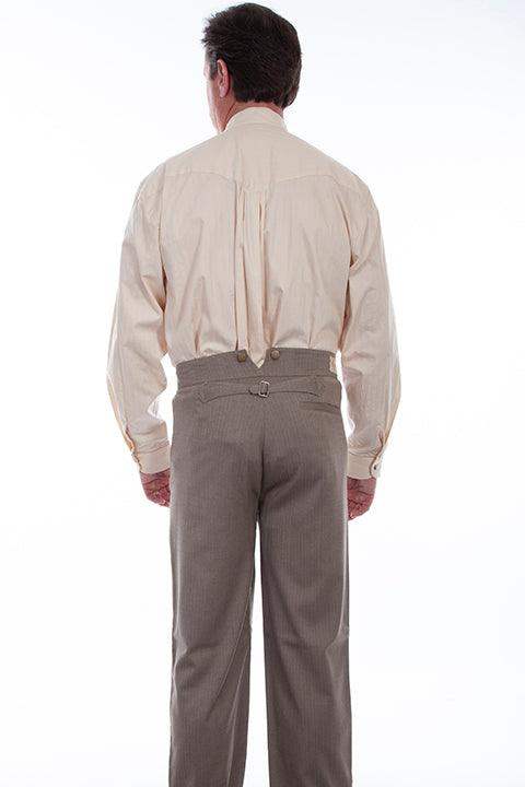 Scully Leather 95% Cotton 5% Spandex Brown Herringbone Pant - Scully Leather - Flyclothing LLC