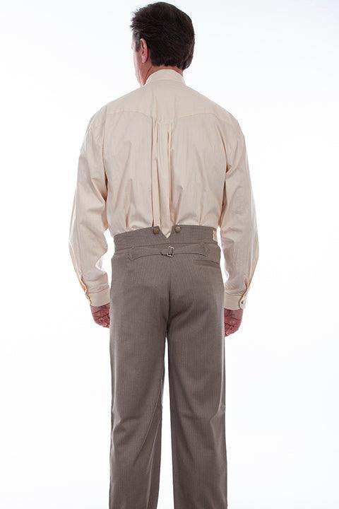 Scully Leather 95% Cotton 5% Spandex Brown Herringbone Pant - Scully Leather - Flyclothing LLC