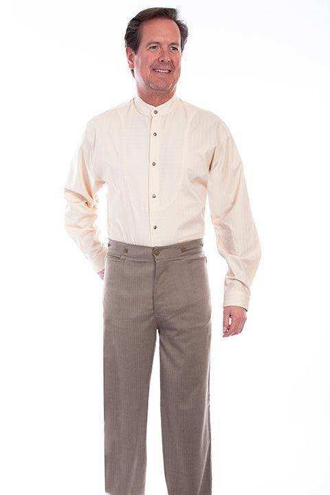 Scully Leather 95% Cotton 5% Spandex Brown Herringbone Pant - Scully Leather - Flyclothing LLC
