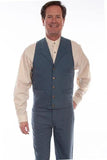 Scully Leather 100% Cotton Blue Herringbone Vest - Scully Leather