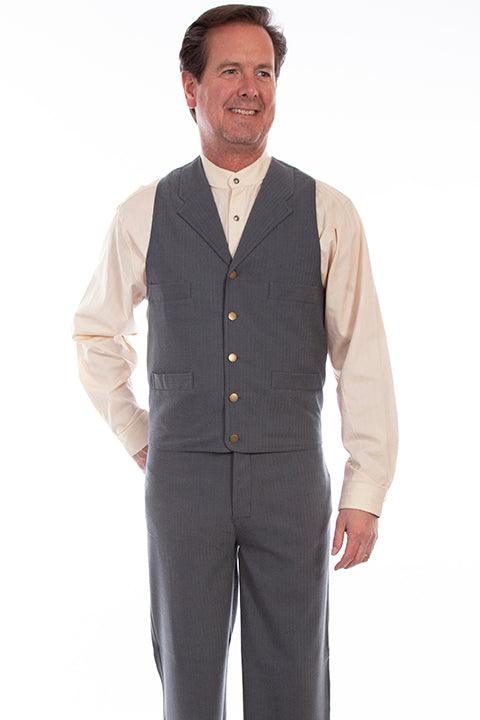 Scully Leather 100% Cotton Charcoal Herringbone Vest - Flyclothing LLC