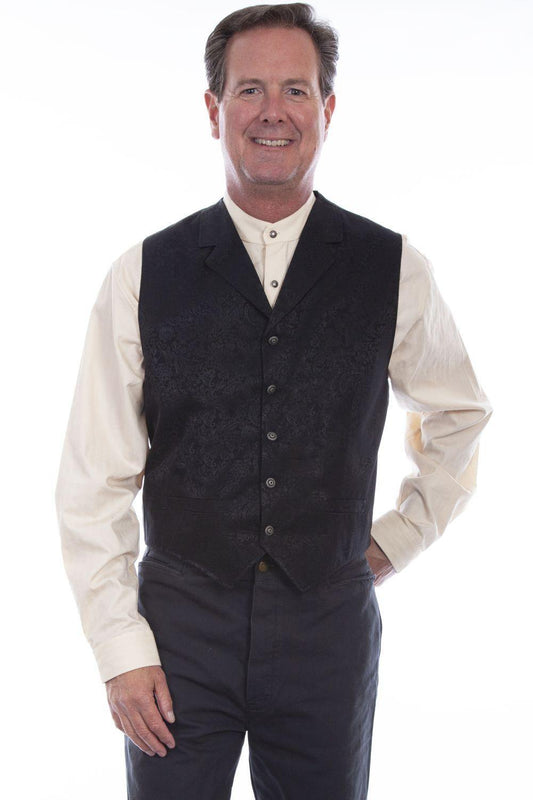 Scully Black Silk Single Breasted Vest - Flyclothing LLC