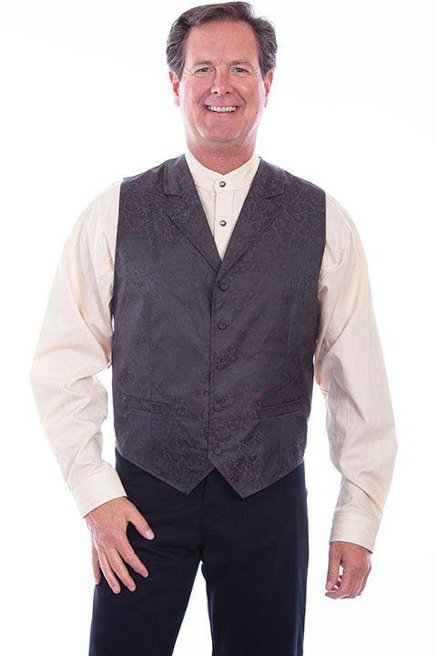 Scully Jaquard Vest Chocolate - Scully Leather