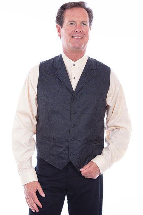 Scully Jaquard Vest Navy - Scully Leather