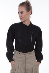 Scully BLACK BLOUSE W/CONT. EMBROIDERED - Flyclothing LLC