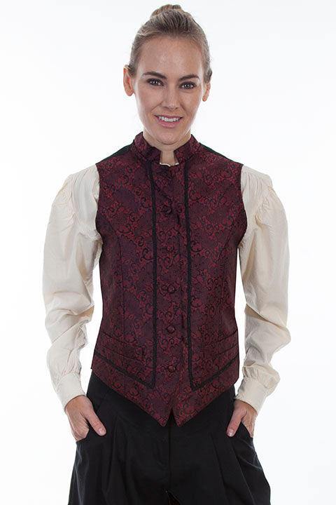 Scully RED BAND COLLAR VEST W/RICK-RACK FRONT - Scully Leather