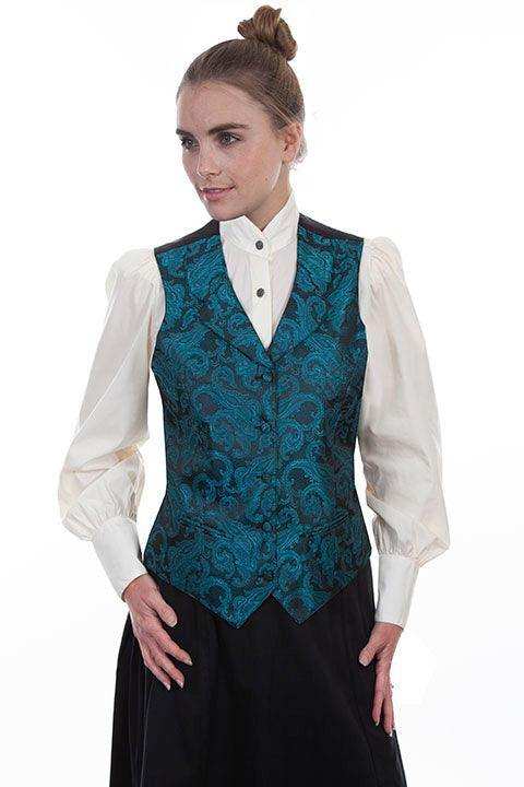 Scully TEAL LADIES PAISLEY VEST - Scully Leather - Flyclothing LLC