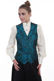 Scully TEAL LADIES PAISLEY VEST - Scully Leather