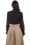 Scully BLACK CROCHET TRIM POET BLOUSE - Scully Leather