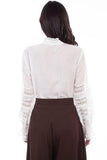 Scully WHITE CROCHET TRIM POET BLOUSE - Scully Leather