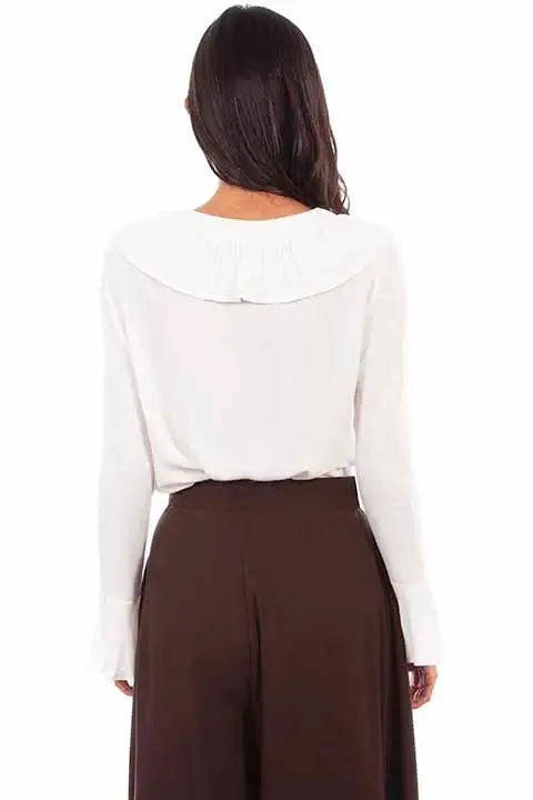 Scully Leather Rangewear White Ruffle Lace Up Blouse - Scully Leather - Flyclothing LLC